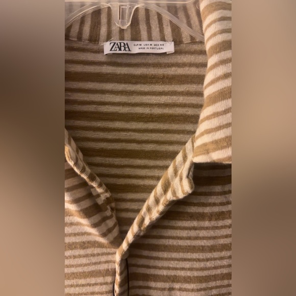 Zara Men's Cotton Linen Blend Striped Button Up Shirt Size Medium - Picture 4 of 4